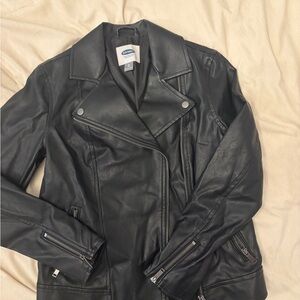 Old Navy Black Faux Leather Moto Jacket
